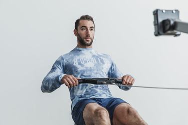 Nobull Tie-Dye Men's Long Sleeves Blue | Australia (GN9413)